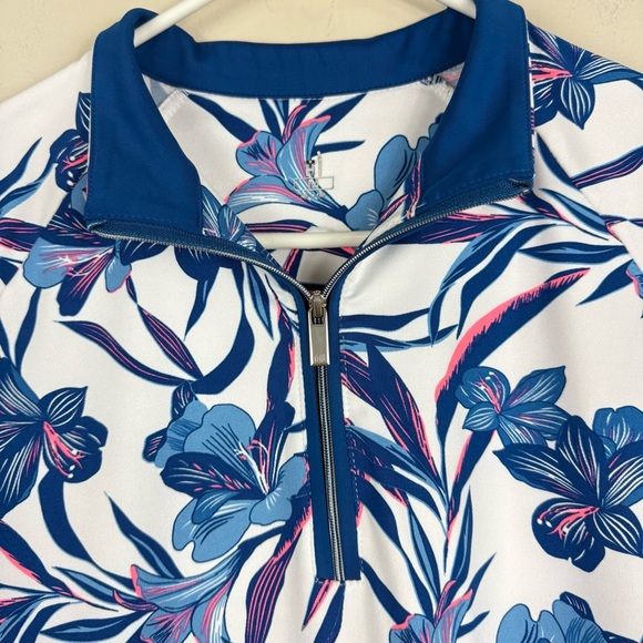 Tail Amaya Polo Golf Top Womens Medium Iris Isle Shirt White Blue Pink Sports - Picture 4 of 8